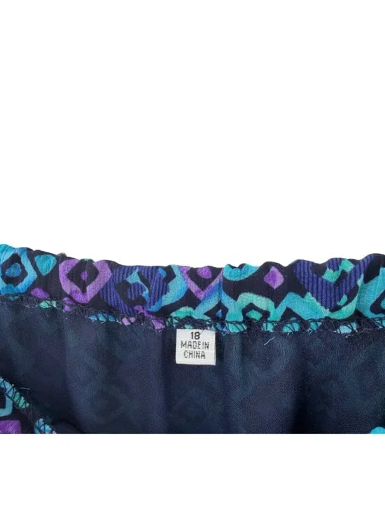 STUDIO I PURPLE & BLUE GEOMETRIC PRINT FLOWY SKIRT - 18 - Picture 5 of 5